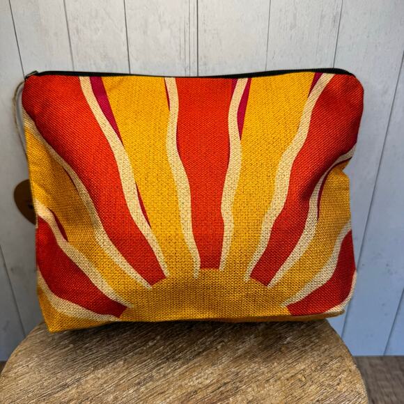 Rising Sun Makeup Bag Orange Yellow Cosmetics Bag Canvas Bag NEW - Picture 1 of 6